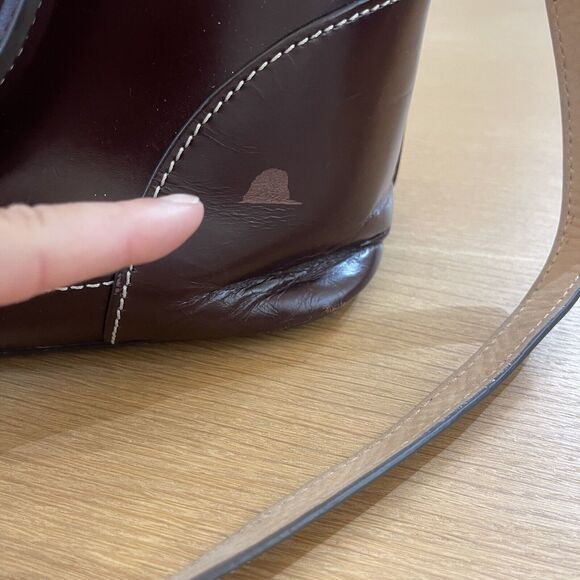 Dooney & Bourke Emerson Domed Satchel Purse Bag Brown Smooth Leather - Picture 5 of 15